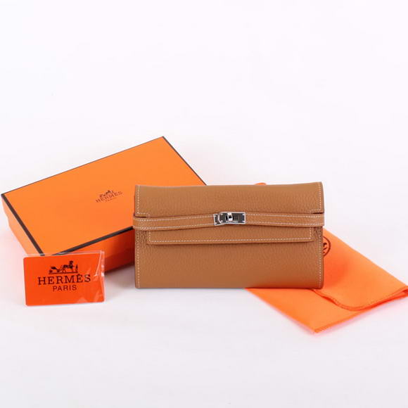 High Quality Hermes Kelly Bi-Fold Wallet A708 Coffee Fake - Click Image to Close